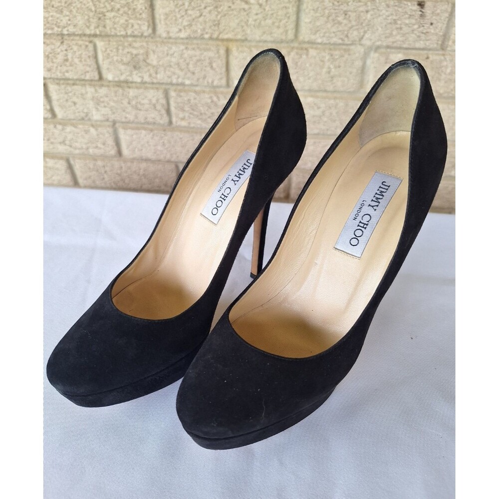 Jimmy Choo Women’s Black Suede Platform Stiletto Pumps EU 37 US 7
